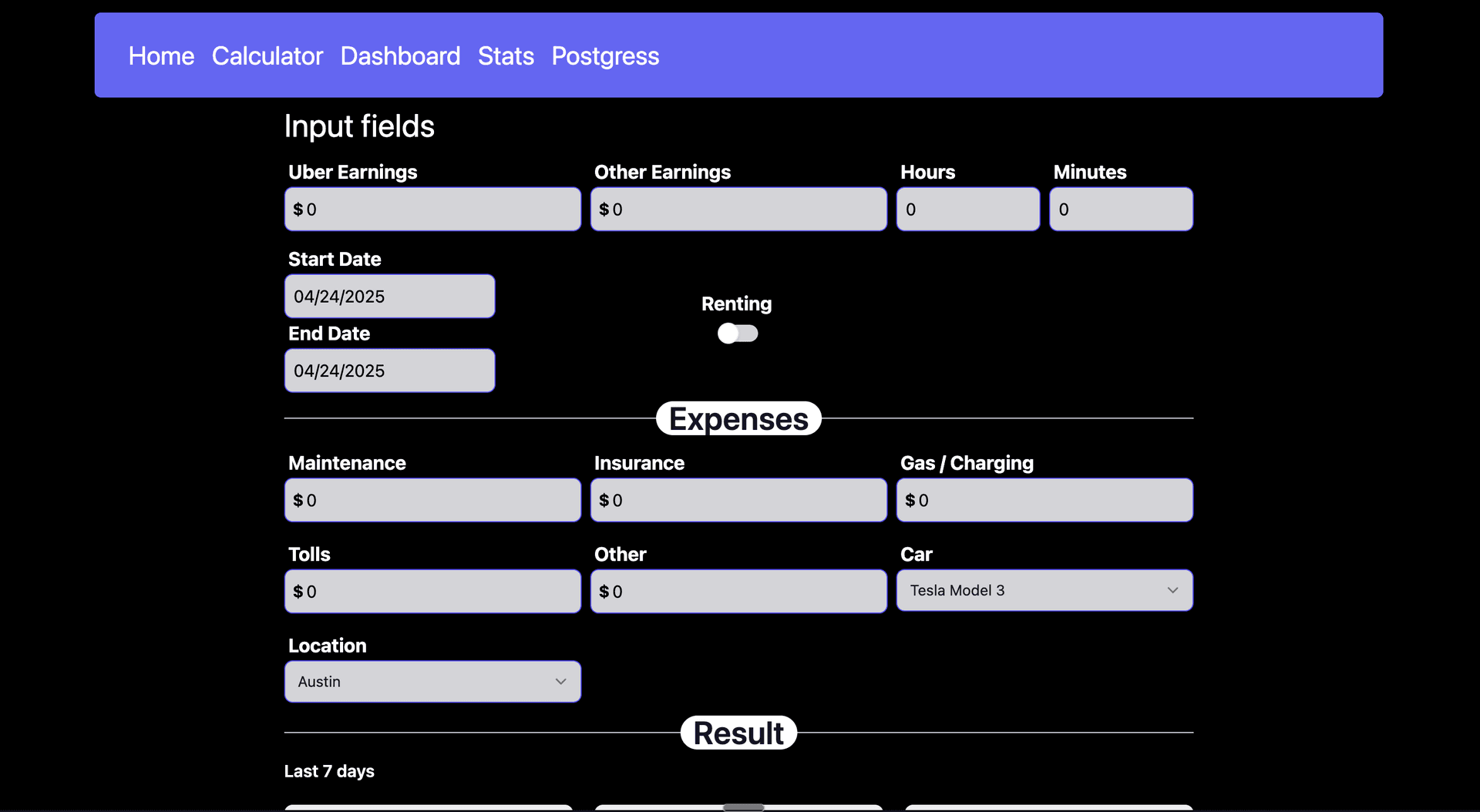 Uber Income Calculator